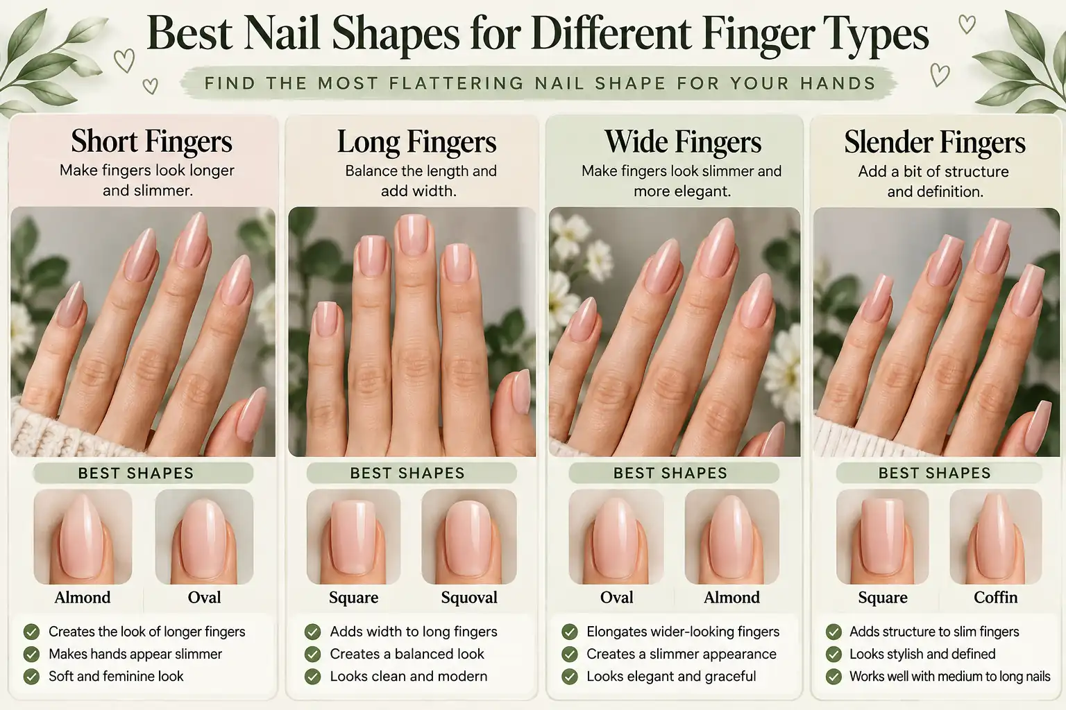 Best nail shapes for short, long, wide and slender fingers